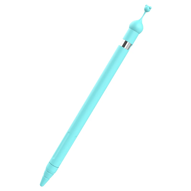1 Set Cute Cartoon Bear Anti-scroll Silicone Protective Pouch Cap Holder Nib Cover Protective Case Skin For Apple Pencil 1st - Colors: Mint Green