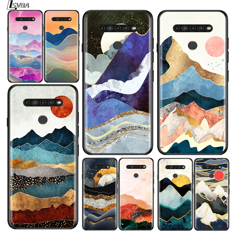 

Mountain Marble Moon for LG G8 G8S G8X V30 V35 V40 V50 V60 ThinQ Q60 K40 K50 K51 K61 K71 K92 K62 Soft Black Phone Case