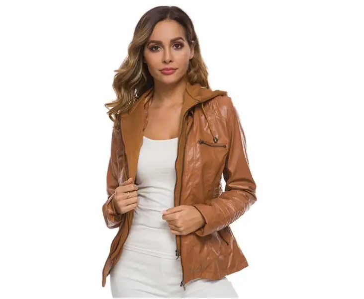 

Faux Leather Jacket Women Nice Simple Coat Jacket Women Winter Biker Jacket Faux Leather PU Plus Size Hoodies Outerwear