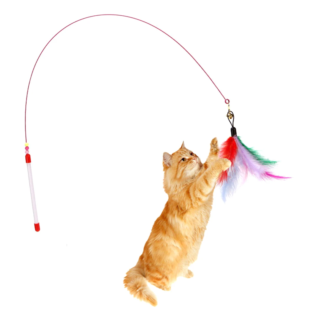 

Funny Cat Teaser Fake Feather Interactive Creative Bell Cat Play Wand Kitten Wand Toy Stick With Ribbon Toy For Cat Pet Supplies
