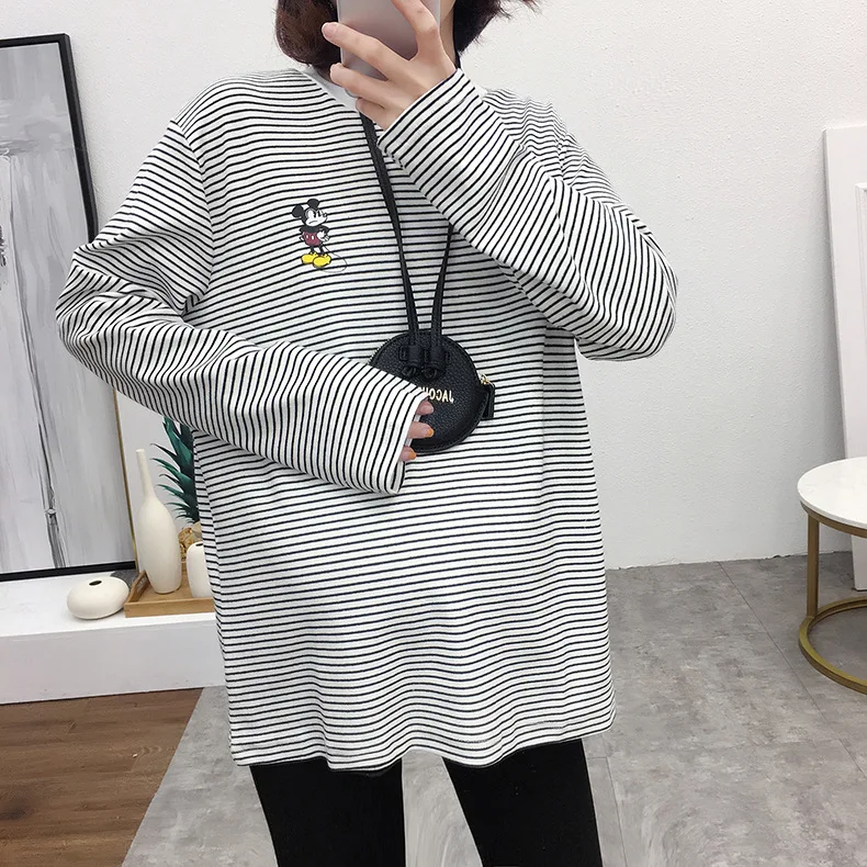 Новинка 2019 стильная футболка с длинным рукавом для беременных женщин Одежда в