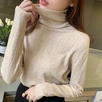 fall 2021 sweater pullover women turtleneck tops solid korean style long sleeve casual jumpers winter soft warm knitted sweaters