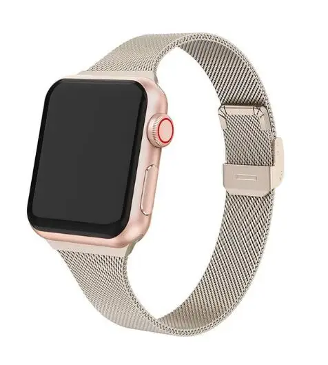 Champagne gold Серебряный ремешок для Apple Watch 5 Миланский Браслет 40 мм 44 i Phone 4 Series i Watch 2 3 1 полосы 38 мм 42 ремешок из нержавеющей стали - Цвет ремешка: Champagne gold