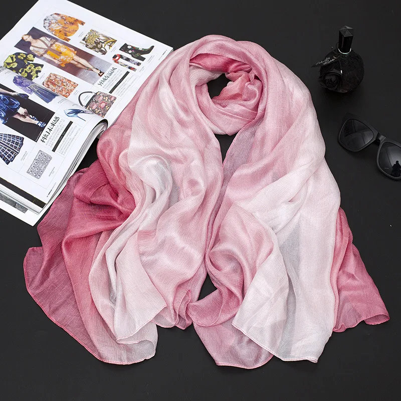 Новинка 2018 льняной шарф градиентный для женщин весна/лето Солнцезащитная