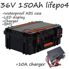 Водонепроницаемый е-байка 36В 150Ah LiFepo4 литиевая батарея BMS с светодиодный дисплей USB рыбацких лодок солнечной системы мотора EV RV + 10A зарядное устройство