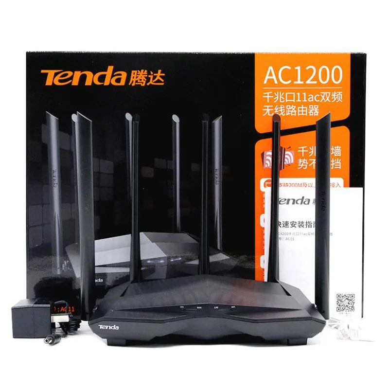Маршрутизатор Tenda AC11 AC1200 гигабитный двухдиапазонный Wi Fi ретранслятор 12AC 5*6 дБи