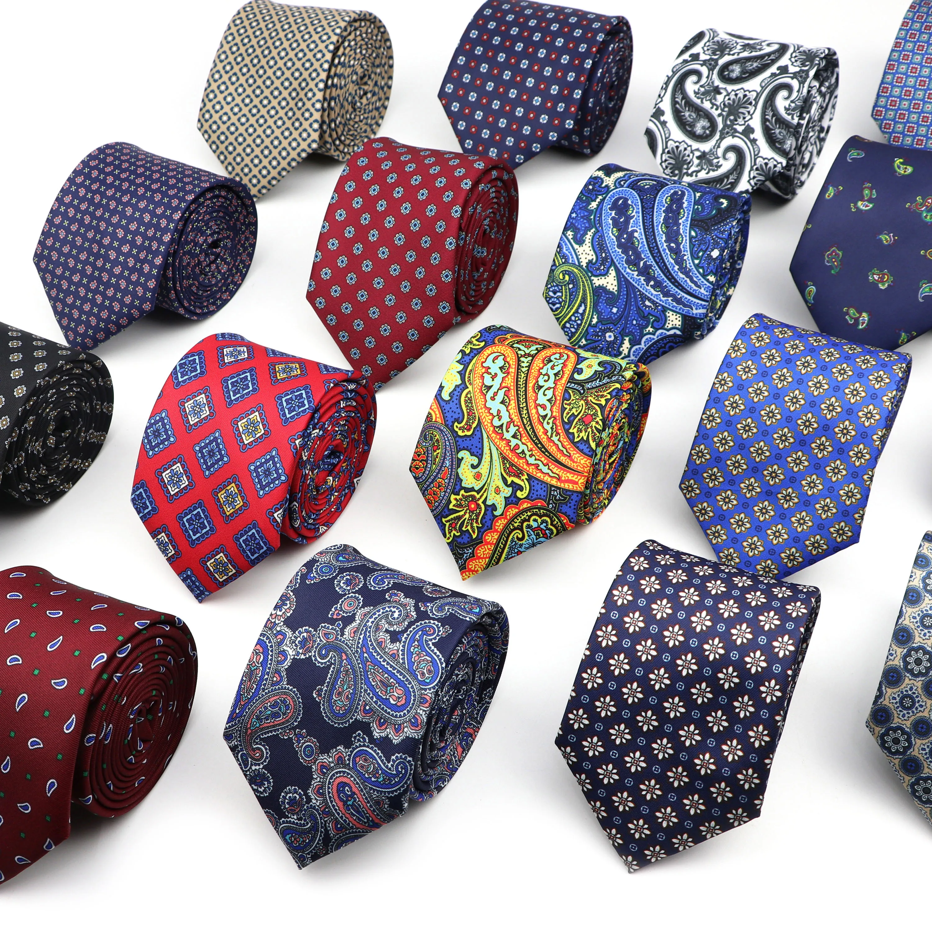 

Super Soft Imitation Silk Polyester Necktie For Men Business Meeting Gravatas Men's Formal 7cm Slim Fashion Paisley Printing Tie