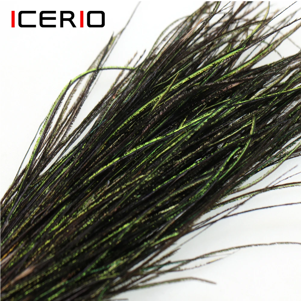 

ICERIO 1 Pack Natural Olive Green Peacock Herl Feather Wire MakeLures Nymphs Streamers Fly Tying Material