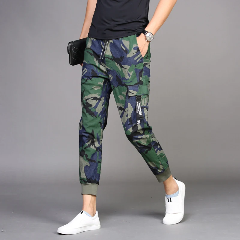 

Summer Lightweight Camouflage Jeans Men Fashion Army Green Ankle-Length Denim Trousers Casual Streetwear Cotton Cargo Pants