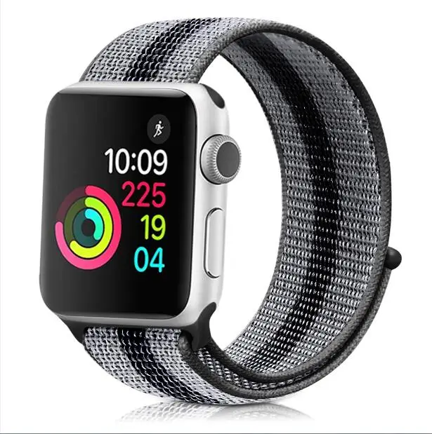 stripe black Цветной тканый нейлоновый ремешок для Apple Watch Band 5 4 40 мм 44 мм мягкая дышащая Спортивная петля для iWatch 3 2 1 38 мм 42 мм ремешок для часов - Цвет ремешка: stripe black