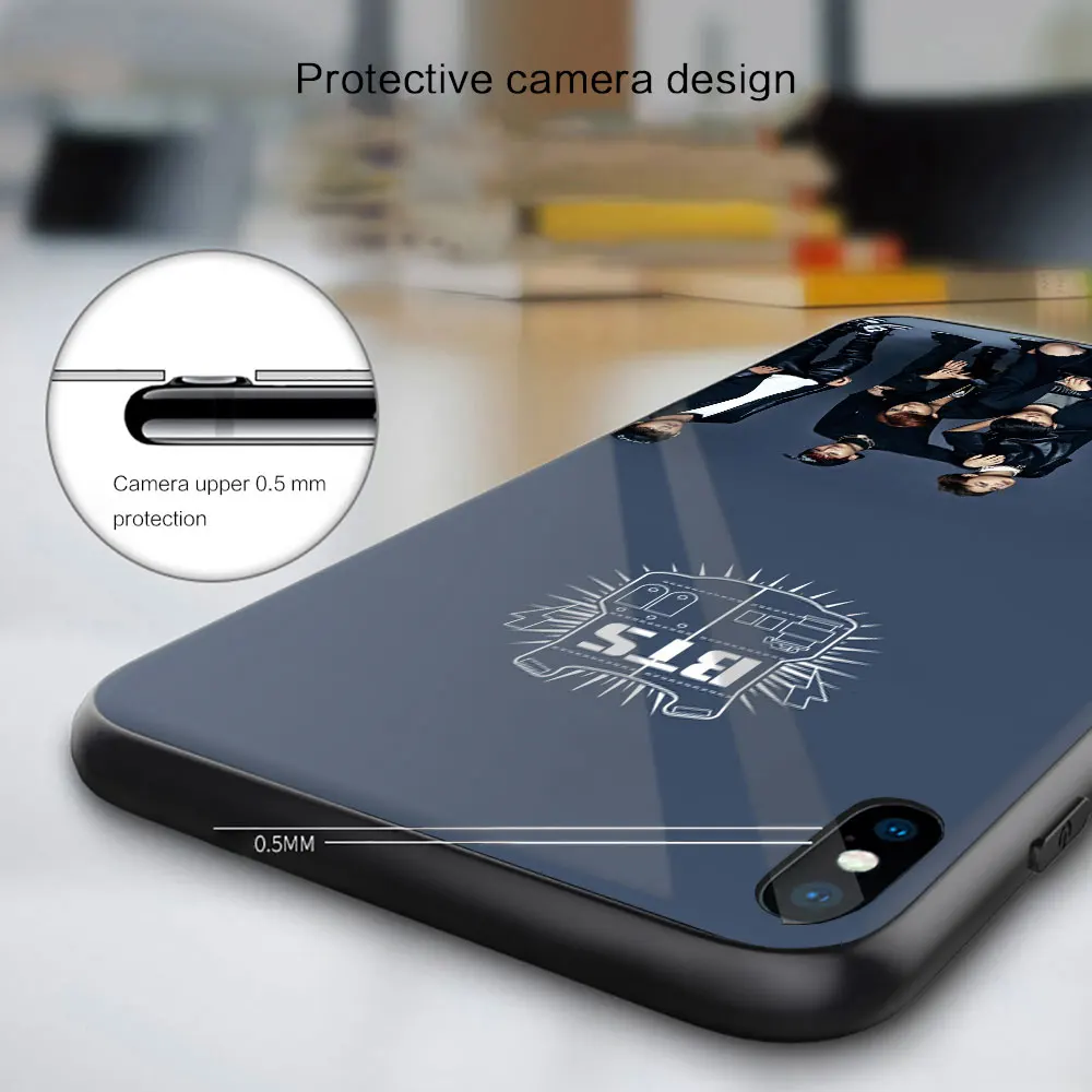 Стеклянный черный чехол для iPhone 12 11 Pro X XS Max XR 8 7 6 Plus SE 2020 S мягкий силиконовый