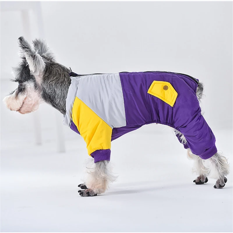 Pet Одежда с принтом в виде собак зимние теплые DogCoat комбинезон утепленная для