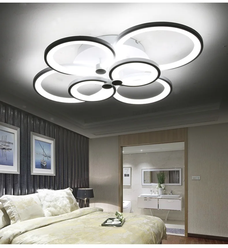 White&ampBlack Modern LED Chandelier Lustre For Living Room Light Bedroom Dining room Acrylic Ceiling Lighting Luminaire | Освещение