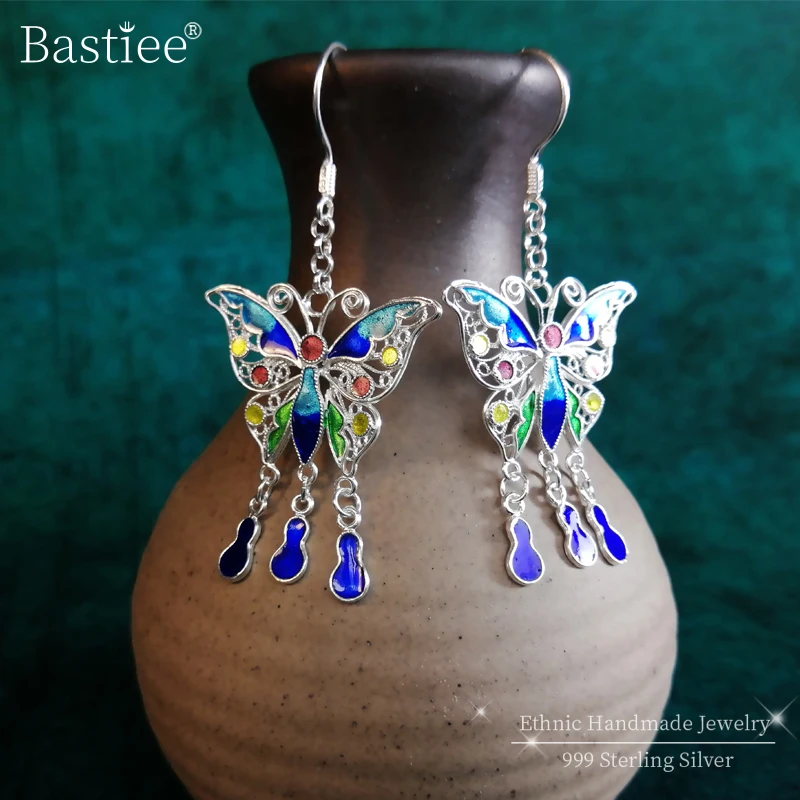 Женские серьги бабочки Bastiee 999 из стерлингового серебра в форме капли