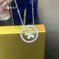 luowend 18k solid white gold pendant necklacetrendy classic real natural diamond female women engagement high quality necklace