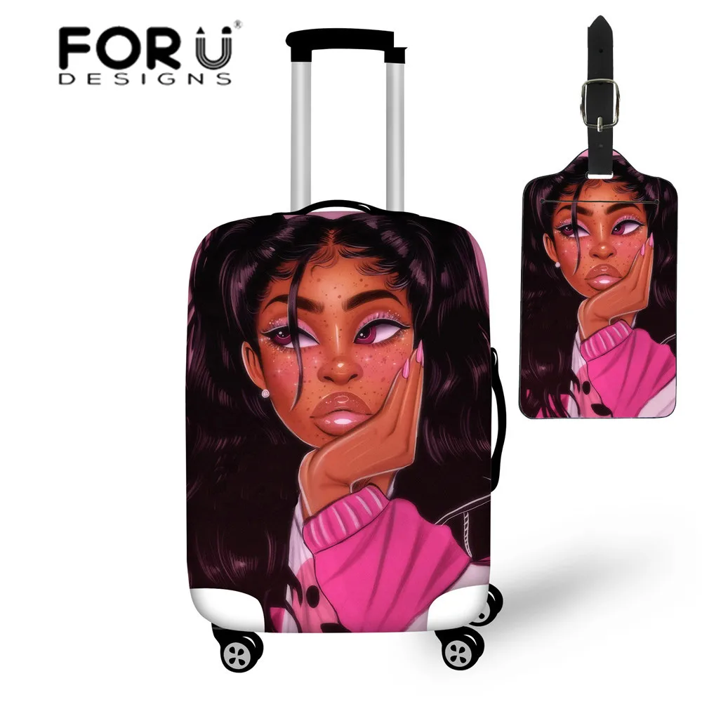 Фото FORUDESIGNS Covers for Suitcase Women Black Art African Girls Printing Travel Accessories Elasticity Luggage Cover Protective Багаж и FORUDESIGNS Covers for Suitcase Women Black Art African Girls Printing Travel Accessories Elasticity Luggage Cover Protective Багаж и
