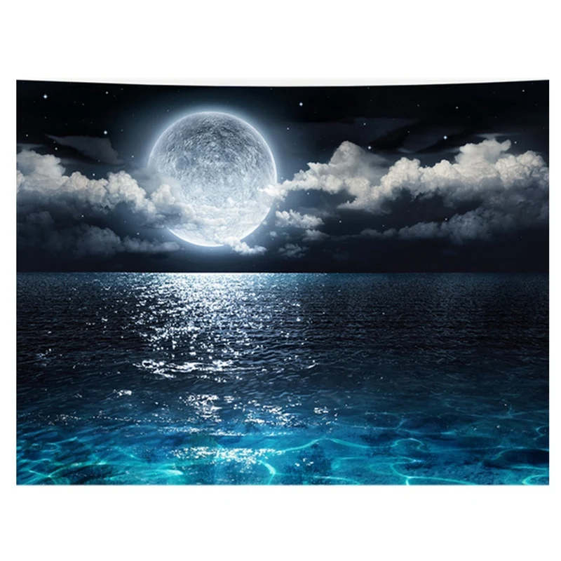 

Sea Moon Night Wall Hanging Tapestry for Bedroom Living Room Decor(150cm x 130 cm)