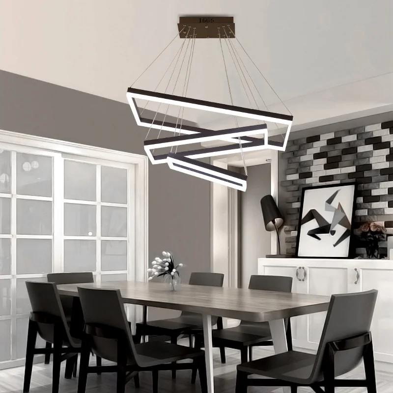 

Rectangular aluminum lamp body acrylic lampshade LED chandelier Home & Commercial Lighting