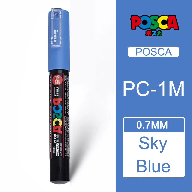 sky blue 1 шт. Uni Posca Краска Маркер Mitsubishi постер цвет маркировки ручка Экстра тонкой точки PC-1M - Цвет: sky blue