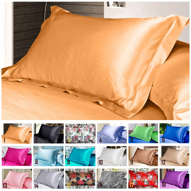 

1pc Pure Emulation Silk Satin Pillowcase Single Pillow Cover Multicolor 48*74cm