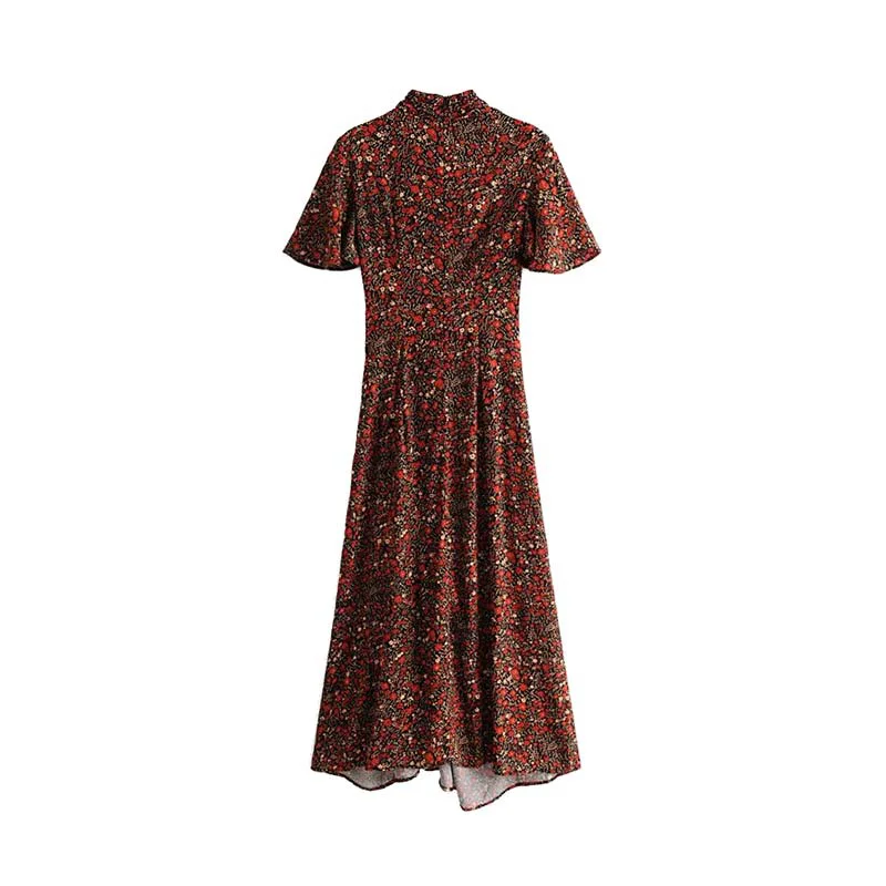 Винтаж элегантные Цветочный принт плиссированные Maxi Dress Vestidos Для женщин 2019 Мода с