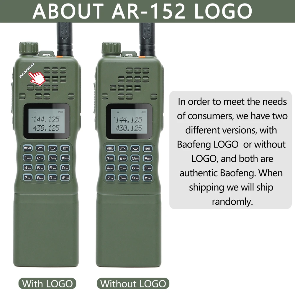 Baofeng AR-152 VHF/UHF Ham Radio 15W Powerful 12000mAh Battery Portable Tactical Game Walkie Talkie AN /PRC-152 Two Way Radio