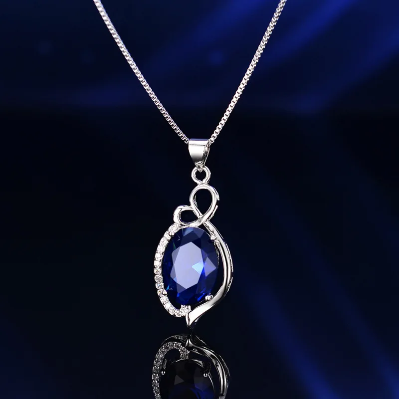 

S925 sterling silver diamond zircon crystal drop necklace pendant female European and American fashion exaggerated simple pendan