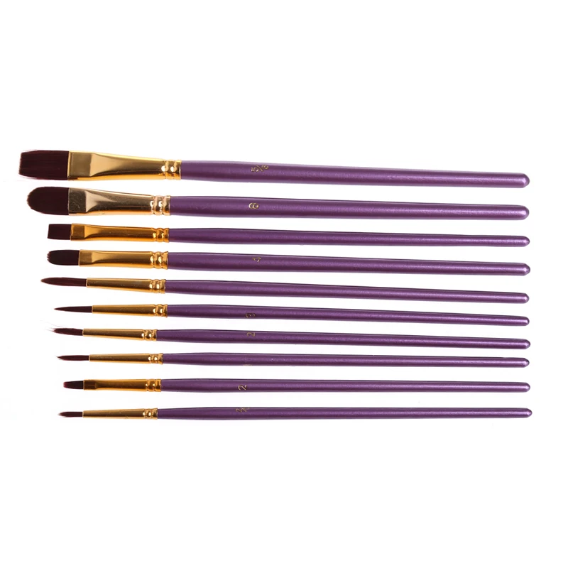 

10Pcs Artist Paint Brush Set Nylon Hair Watercolor Acrylic Oil Painting Drawing W89C