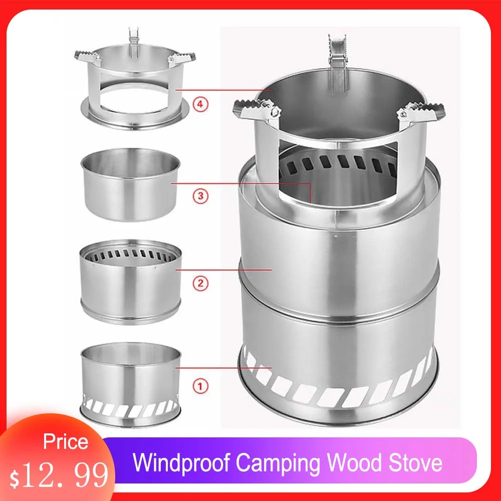 Снаряжение для кемпинга ветрозащитная дровяная печь AT6319 съемная деревянная