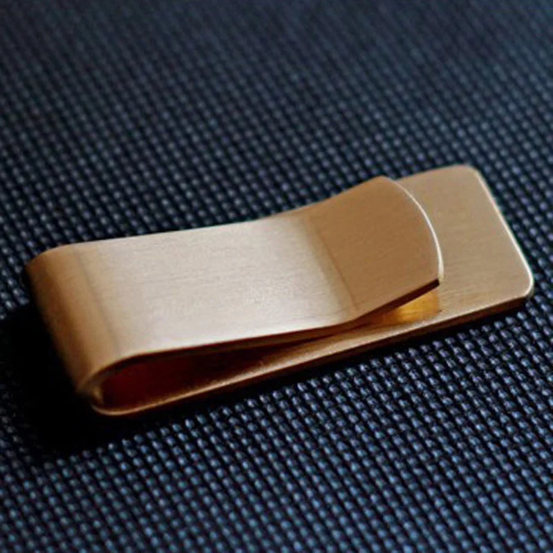 Brass Винтажный Твердый латунный зажим для денег, кошелек 1,5 мм, толщина металла, для мужчин, зажим для купюр, держатель ID, папка для кредитных карт, для мужчин, мини-кошелек - Цвет: Brass