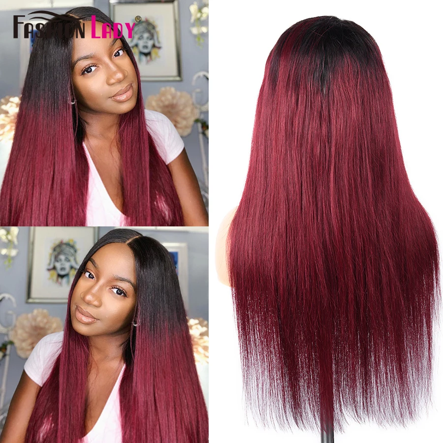 Модные женские кружевные парики предварительно окрашенные 1b 99j прямые Омбре