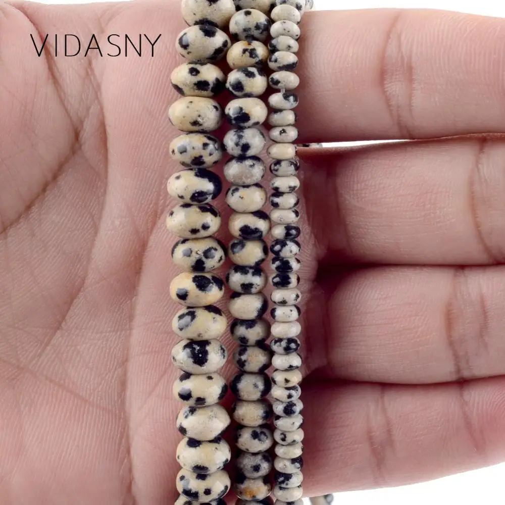 

Natural Stone Dalmation Jaspers Rondelle Beads For Jewelry Making 4 6 8mm Abacus Beads Diy Necklace Bracelet Accessories 15inch