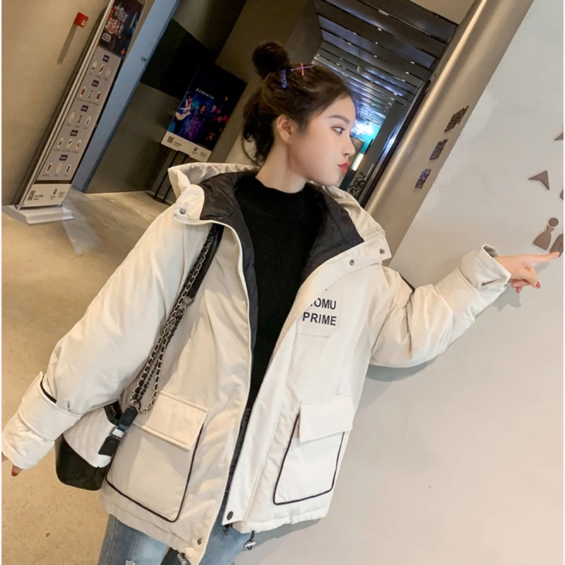 2019 Winter Jacket Coat Women Warm Down Cotton Padded Short Parkas Bread Style new Autumn Fashion Bomber solid hooded Coats Thic | Женская