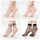 10 пар, женские ультра тонкие летние прозрачные однотонные носки, сексуальные дышащие мягкие шелковые прозрачные короткие Чулочные изделия