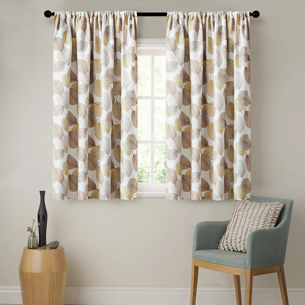 

Short Kitchen Curtains Living Room Leaves Print Curtain Windows Panels Blackout Curtains for Bedroom Drpes Kids Room Modern