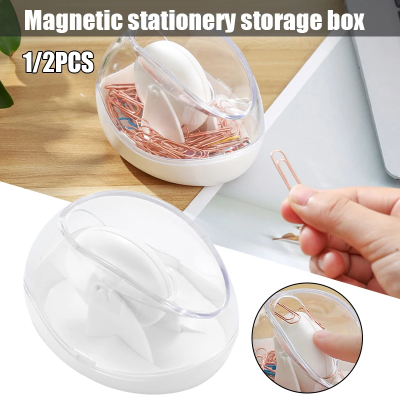 

1/2PCS Paper Clips Storage Box with Magnetic Paperclips Holder Bookmarks Dispenser Home School Office Supplies