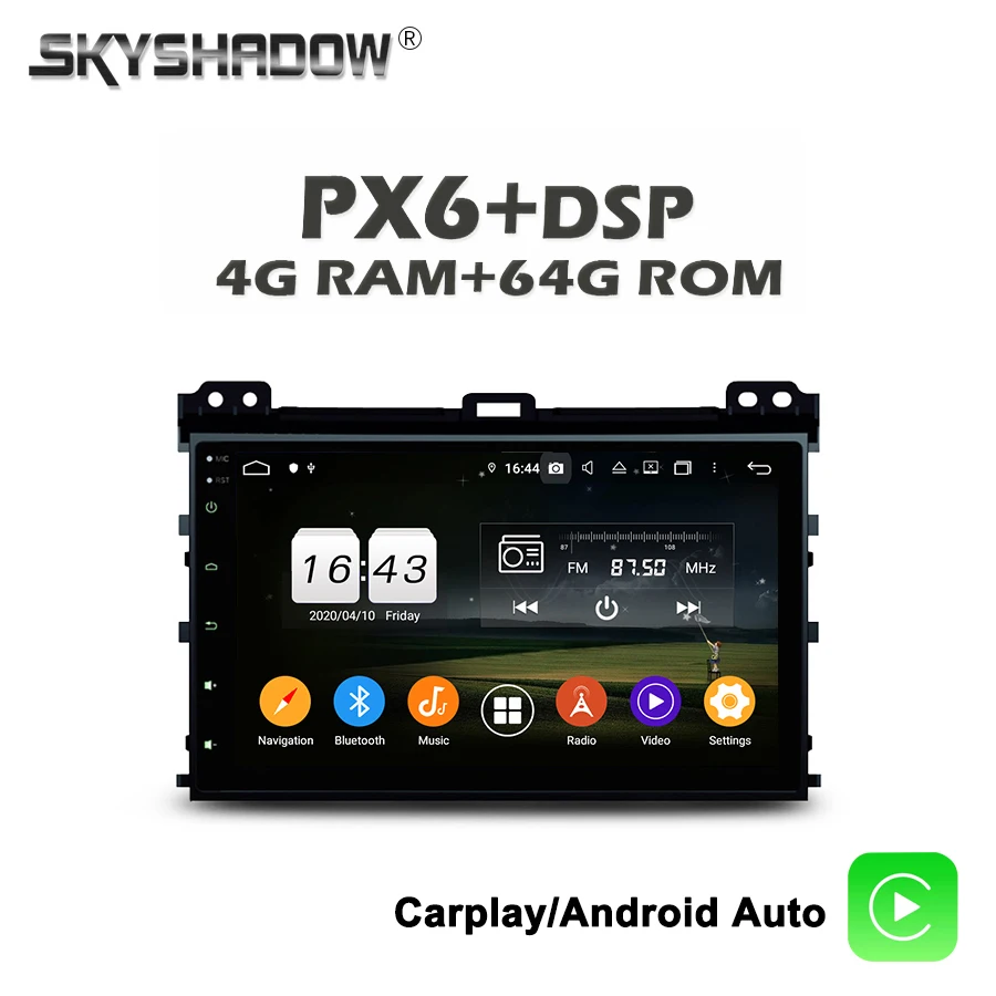 720P беспроводной Carplay PX6 автомобильный DVD-плеер Android 11 4G + 64G GPS радио Bluetooth Wifi для Toyota