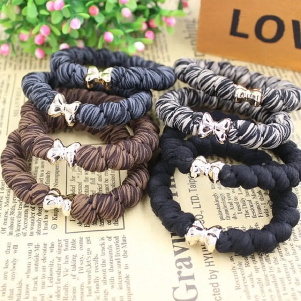 Позолоченная резинка для волос с бантом 1 шт. милая девочек и женщин эластичные