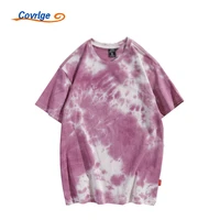 covrlge cotton t shirt summer casual new trendy brand printing color gradient tie dye loose best seller men clothing mts655