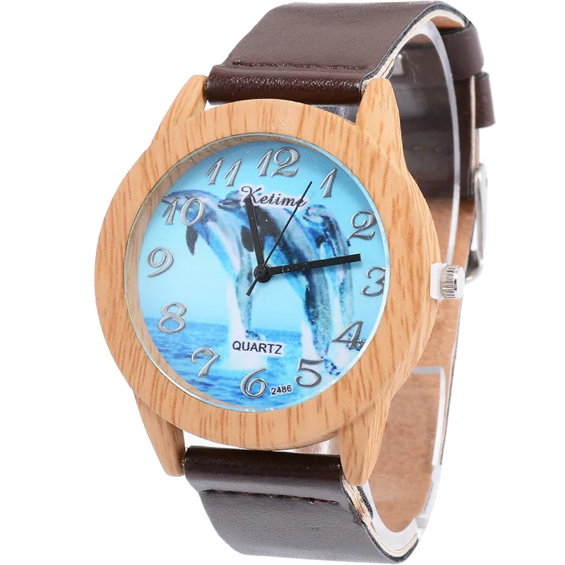 

Men's Quartz Watch Classic Simple Waterproof WristWatches Wood Texture High Quality TimePieces for Homme