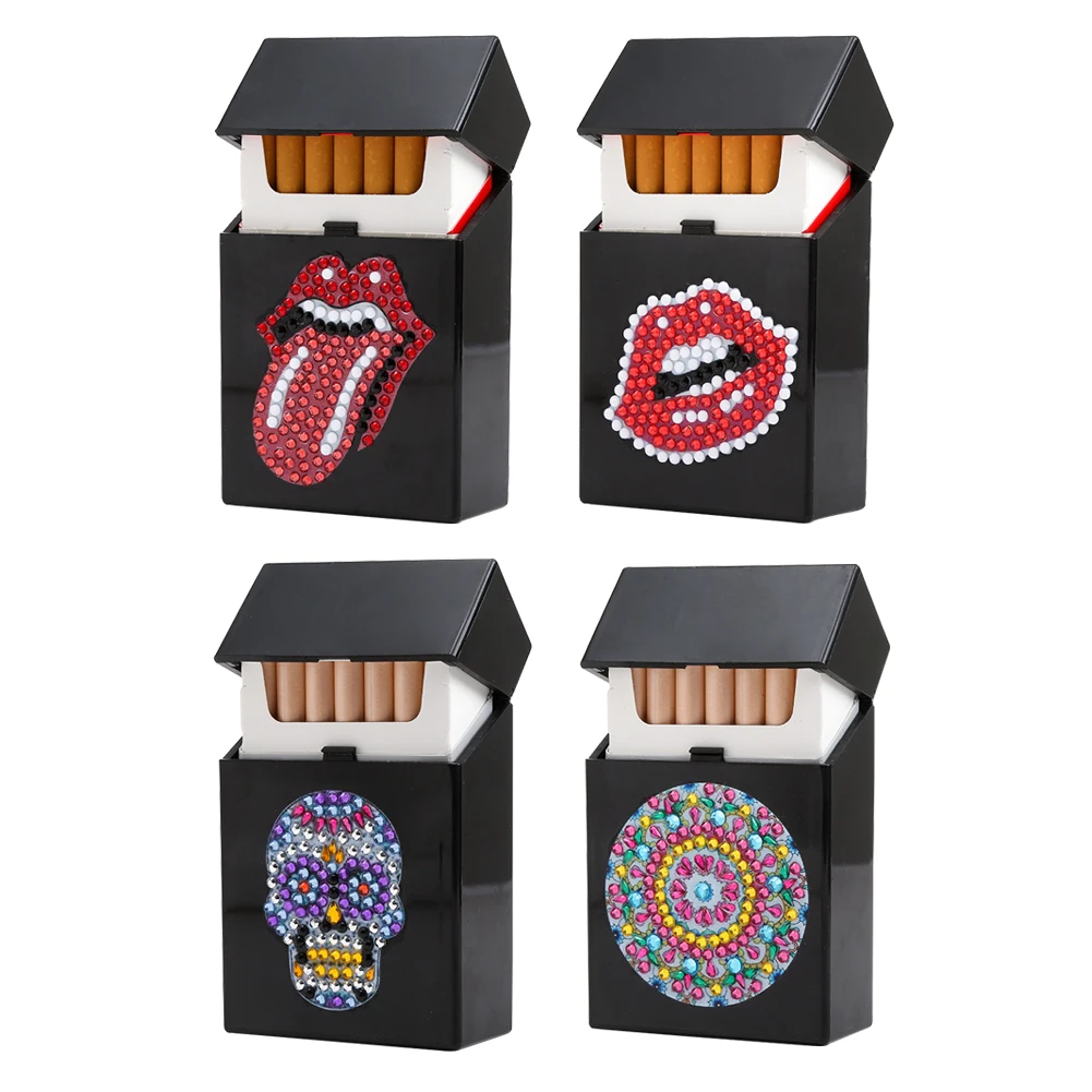 

Lips Skull Diamond Painting Cigarette Holder Case Handmade Kit Art DIY Mosaic Rhinestone Organizer Containers Crafts Gift