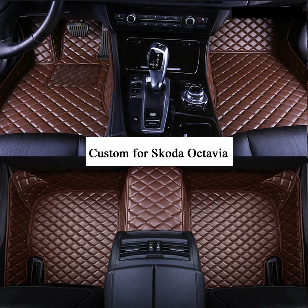 

Car Floor Mats Black/Beige/Red/Brown for Women and Men Artificial Leather Mat for Skoda Octavia X35