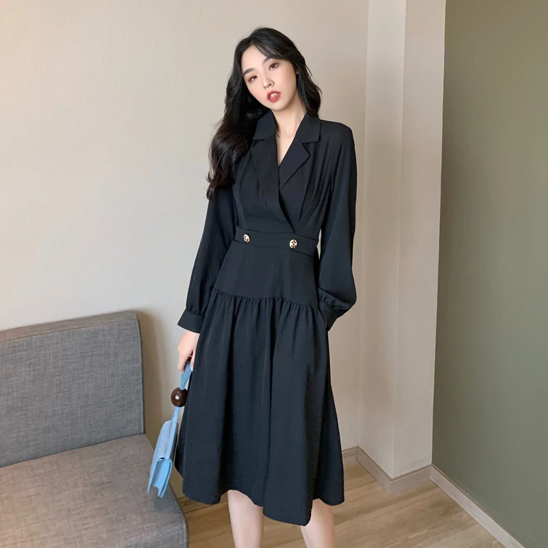 

Spring Autumn New Women Dress Elegant Slim Black dresses Korean style Fashion High quality ladies female bing