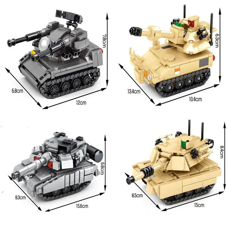 

Military series WW2 army Cartoon T-90 M1A2 main battle tank SWAT DIY Model Building Blocks Bricks Toys Gifts