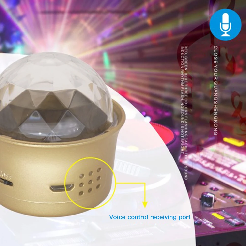 Звуковая активация вращающийся чешское стекло диско шар DJ Вечерние огни 3 Вт RGB