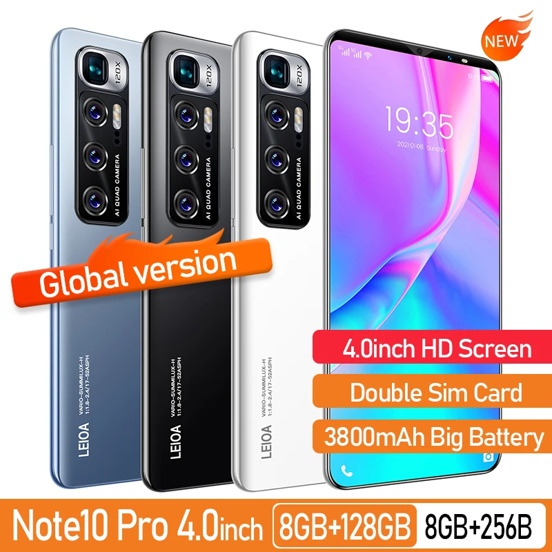 

Global Note10 Pro 4.0 Inch Smartphone 8G+256G 3800mAh Android Telefones Celulares 4G Google Play Cellphone Unlocked Mobile Phone
