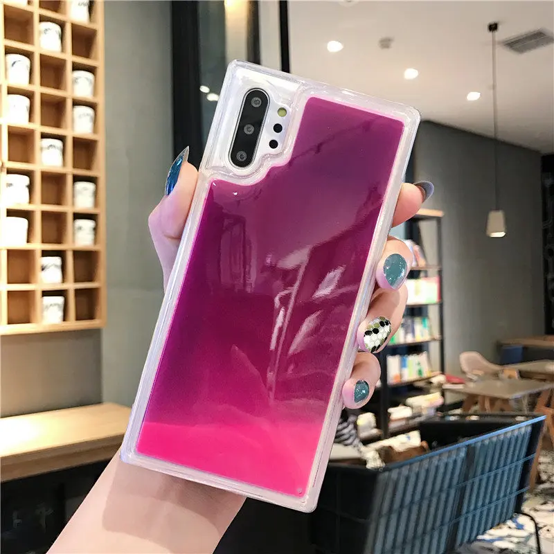 Светящиеся неоновые песком чехол для samsung galaxy Note 10 Plus 9 8 S10 Lite S8 S9 плюс силиконовый