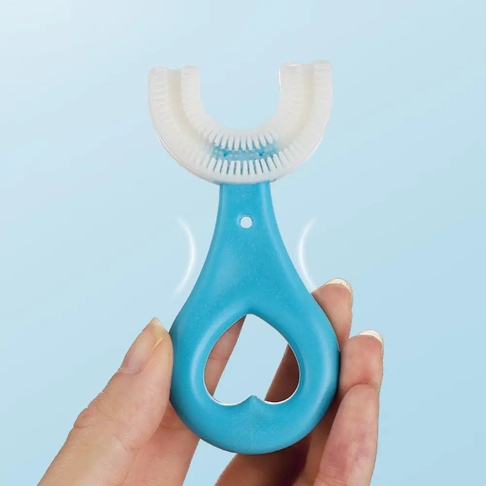 Cepillo de dientes de silicona en forma de U para beb&eacute;s, 2-12 a&ntilde;os, limpieza y cuidado sencillo-3