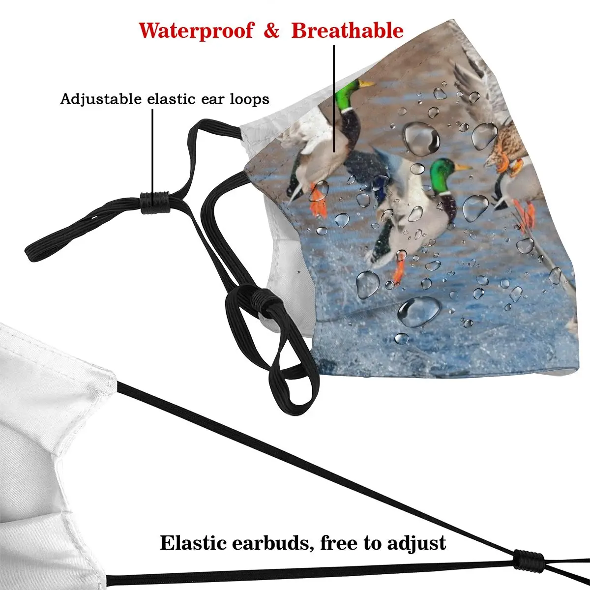 

Mallards Duck Hunting Mallard Ducks Dust Mask with PM2.5 Activated Carbon Filter for Adult Mouth-muffle Face Reusable
