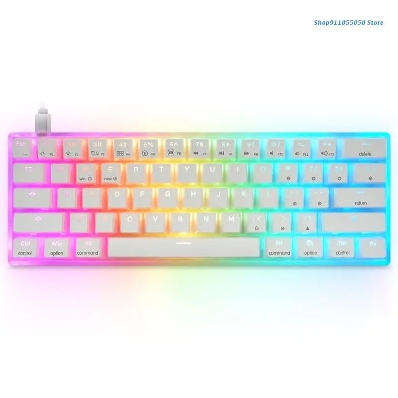 

C5AB Wired Mechanical Gaming Keyboard 61Key RGB Backlit Programmable Mini Keyboard